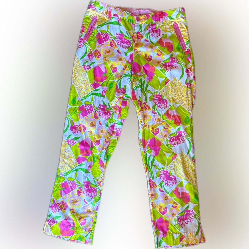 Lilly Pulitzer Mitzie Cropped Lily Fields Forever Pants Size 6